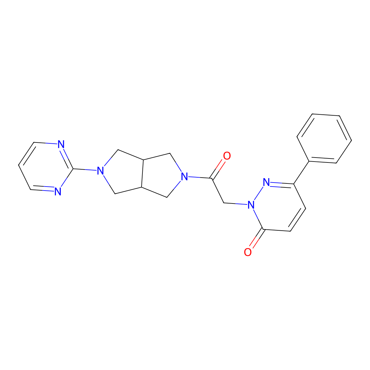 2-{2-Oxo-2-[5-(pyrimidin-2-yl)-octahydropyrrolo[3,4-c]pyrrol-2-yl]ethyl}-6-phenyl-2,3-dihydropyridazin-3-one molecular structure, CAS 2415540-08-6