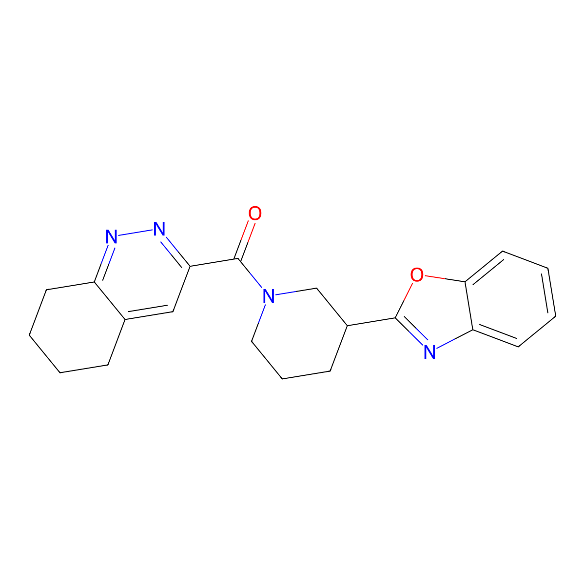 3-[3-(1,3-Benzoxazol-2-yl)piperidine-1-carbonyl]-5,6,7,8-tetrahydrocinnoline molecular structure, CAS 2415540-09-7
