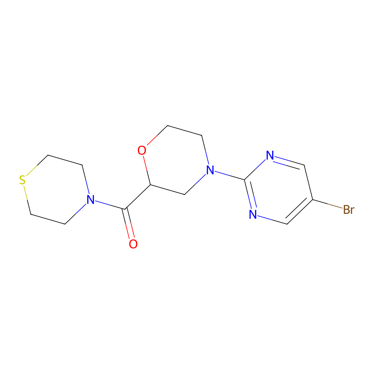 4-(5-Bromopyrimidin-2-yl)-2-(thiomorpholine-4-carbonyl)morpholine molecular structure, CAS 2415540-13-3