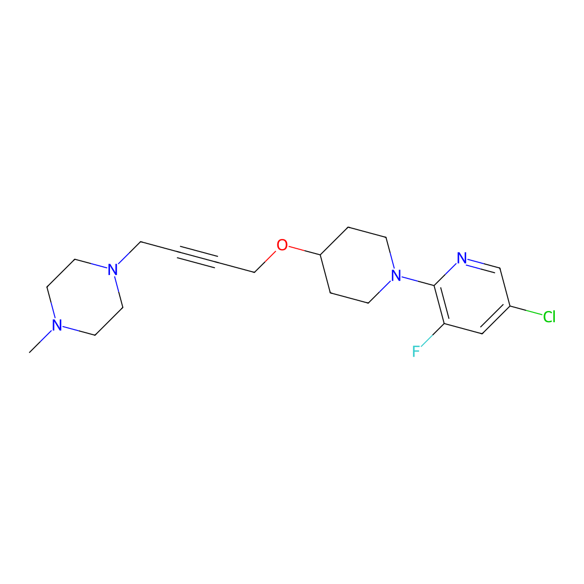 1-(4-{[1-(5-Chloro-3-fluoropyridin-2-yl)piperidin-4-yl]oxy}but-2-yn-1-yl)-4-methylpiperazine molecular structure, CAS 2415540-23-5