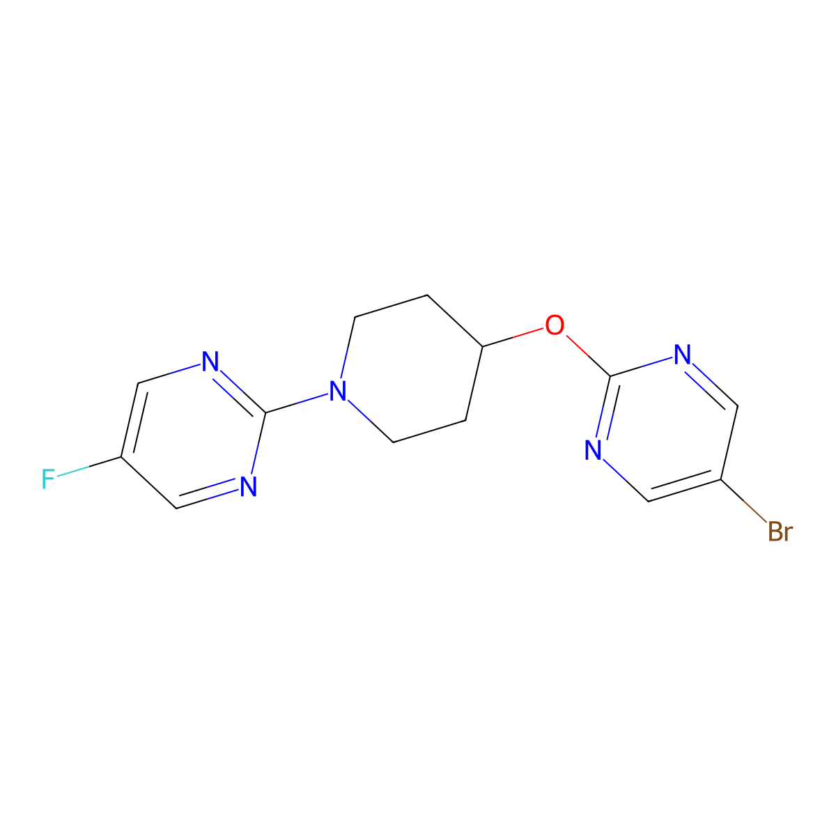 2-{4-[(5-Bromopyrimidin-2-yl)oxy]piperidin-1-yl}-5-fluoropyrimidine molecular structure, CAS 2415540-26-8