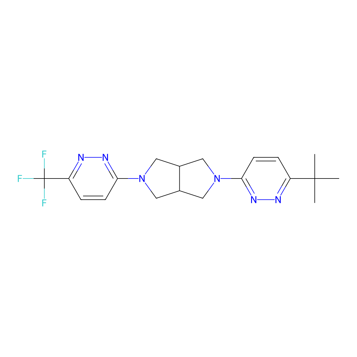 3-[5-(6-Tert-butylpyridazin-3-yl)-octahydropyrrolo[3,4-c]pyrrol-2-yl]-6-(trifluoromethyl)pyridazine molecular structure, CAS 2415540-28-0