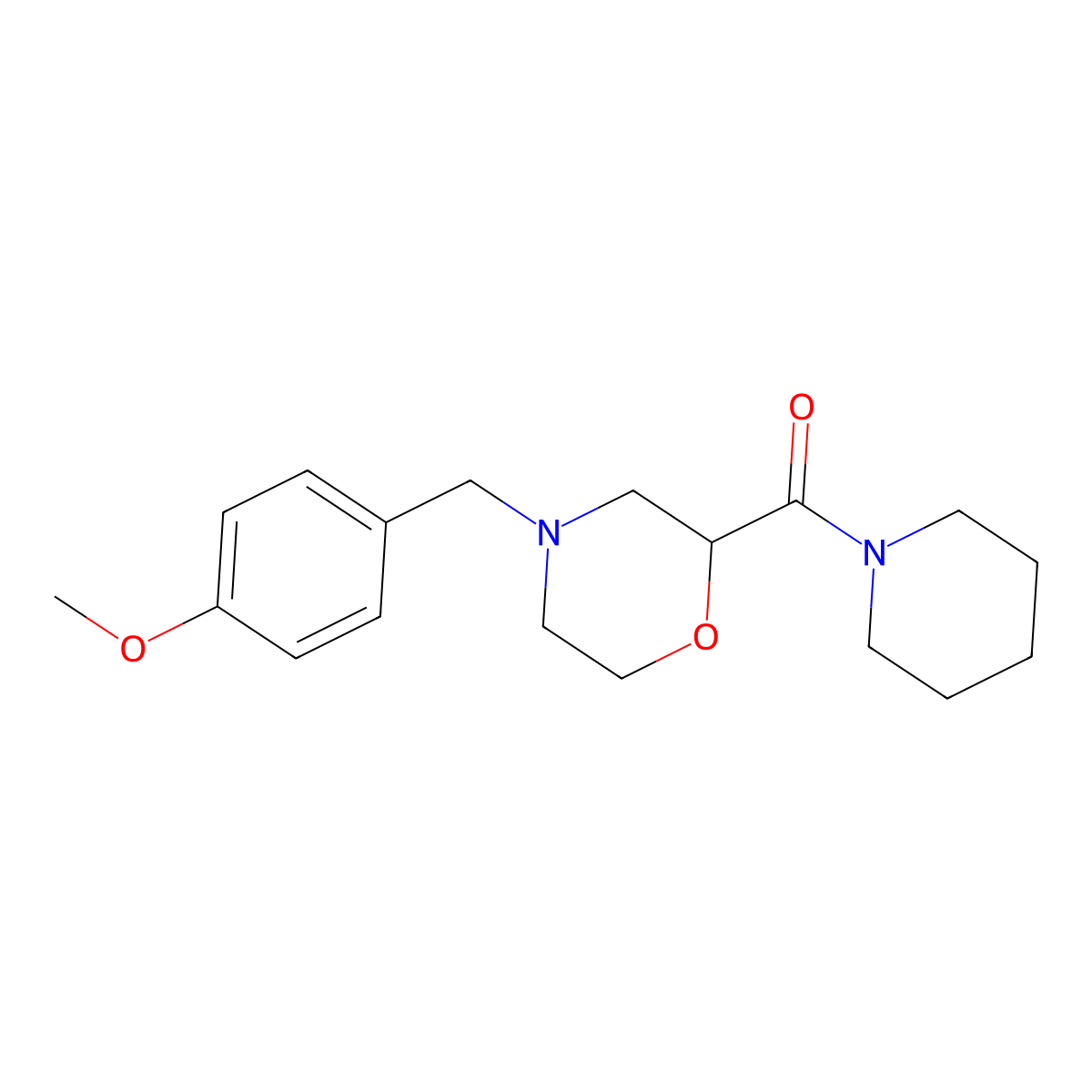 4-[(4-Methoxyphenyl)methyl]-2-(piperidine-1-carbonyl)morpholine molecular structure, CAS 2415540-36-0