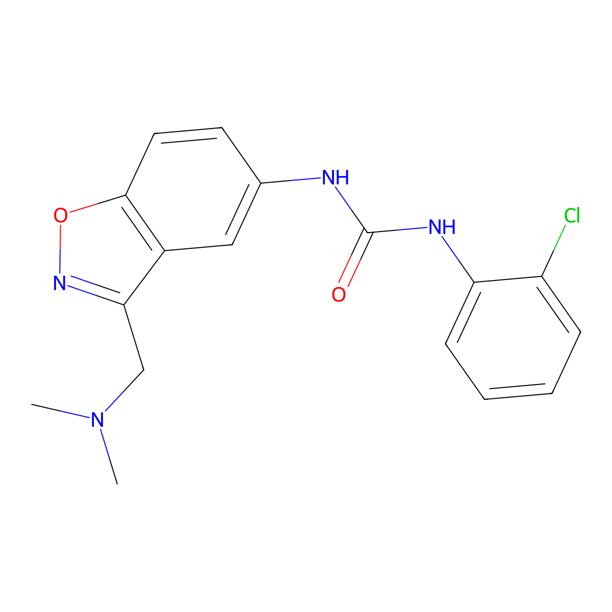 1-(2-Chlorophenyl)-3-{3-[(dimethylamino)methyl]-1,2-benzoxazol-5-yl}urea molecular structure, CAS 2415540-46-2
