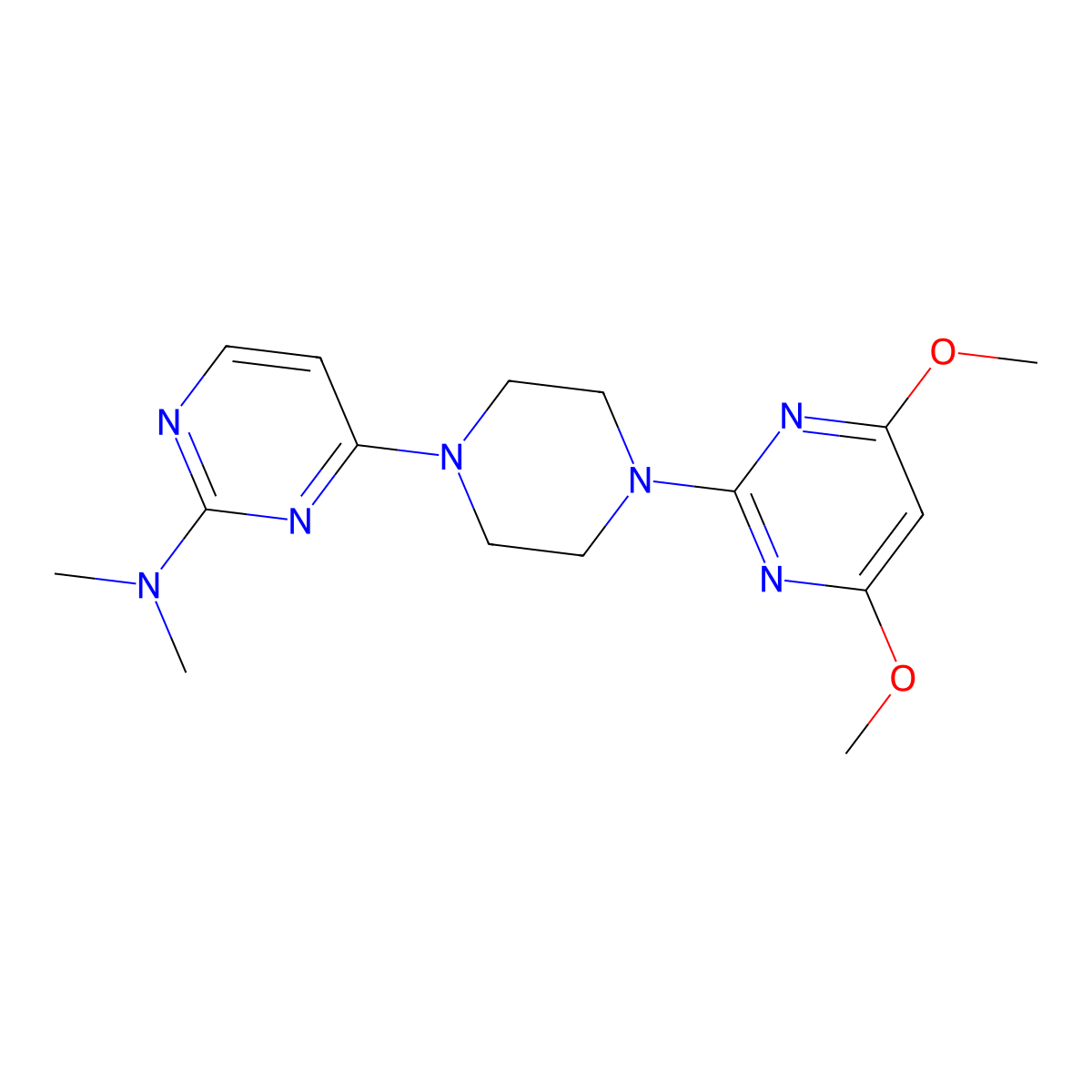4-[4-(4,6-dimethoxypyrimidin-2-yl)piperazin-1-yl]-N,N-dimethylpyrimidin-2-amine molecular structure, CAS 2415540-50-8