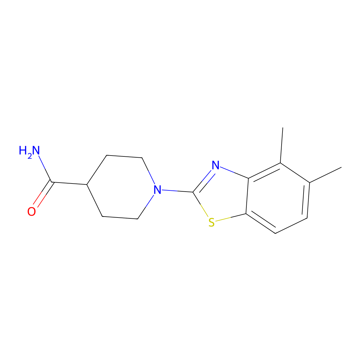 1-(4,5-Dimethyl-1,3-benzothiazol-2-yl)piperidine-4-carboxamide molecular structure, CAS 2415540-59-7