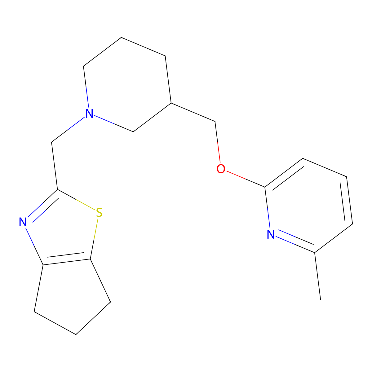 2-{[1-({4H,5H,6H-cyclopenta[d][1,3]thiazol-2-yl}methyl)piperidin-3-yl]methoxy}-6-methylpyridine molecular structure, CAS 2415540-60-0