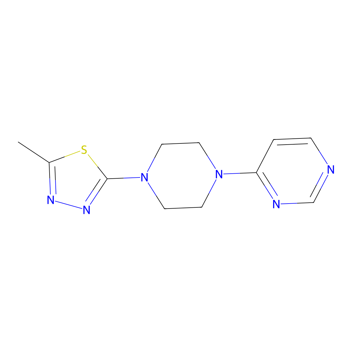 4-[4-(5-Methyl-1,3,4-thiadiazol-2-yl)piperazin-1-yl]pyrimidine molecular structure, CAS 2415540-62-2