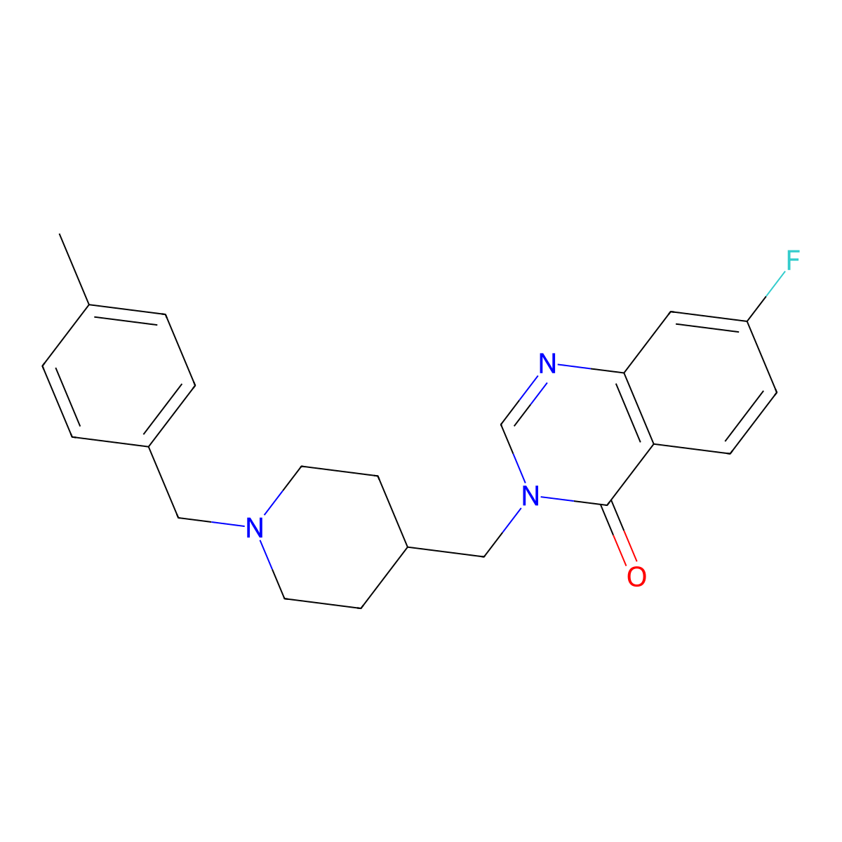 7-Fluoro-3-({1-[(4-methylphenyl)methyl]piperidin-4-yl}methyl)-3,4-dihydroquinazolin-4-one molecular structure, CAS 2415540-65-5