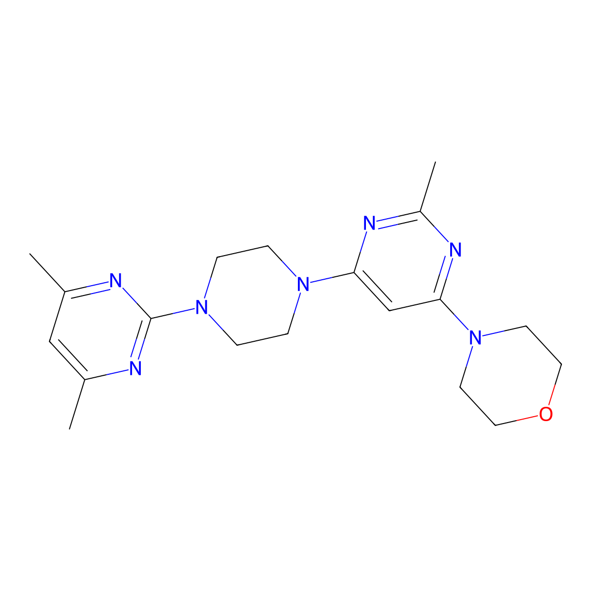 4-{6-[4-(4,6-Dimethylpyrimidin-2-yl)piperazin-1-yl]-2-methylpyrimidin-4-yl}morpholine molecular structure, CAS 2415540-69-9