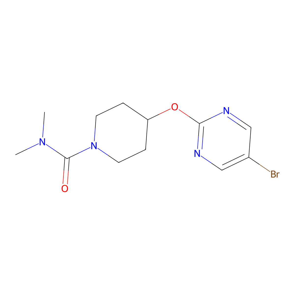 4-[(5-bromopyrimidin-2-yl)oxy]-N,N-dimethylpiperidine-1-carboxamide molecular structure, CAS 2415540-70-2