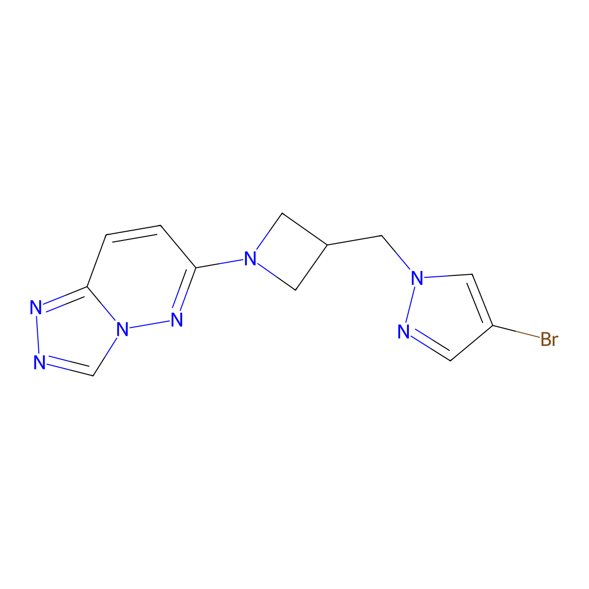 4-bromo-1-[(1-{[1,2,4]triazolo[4,3-b]pyridazin-6-yl}azetidin-3-yl)methyl]-1H-pyrazole molecular structure, CAS 2415540-71-3