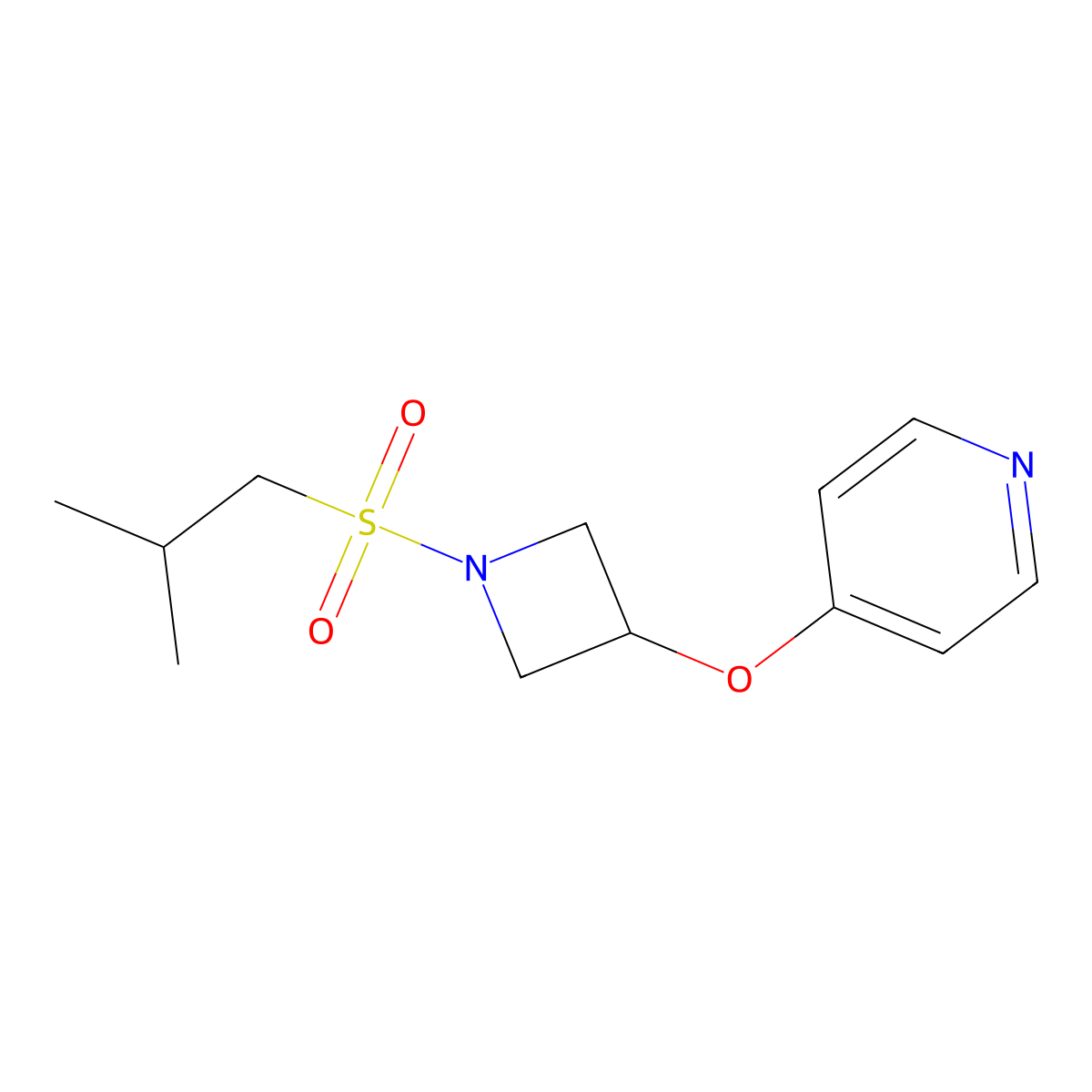 4-{[1-(2-Methylpropanesulfonyl)azetidin-3-yl]oxy}pyridine molecular structure, CAS 2415540-73-5