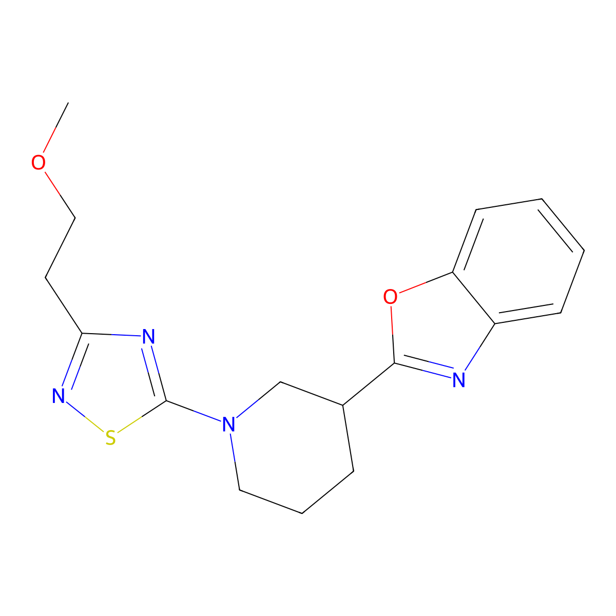 2-{1-[3-(2-Methoxyethyl)-1,2,4-thiadiazol-5-yl]piperidin-3-yl}-1,3-benzoxazole molecular structure, CAS 2415540-75-7