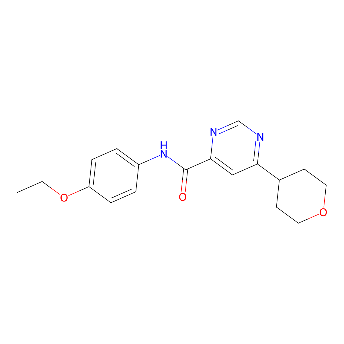 N-(4-Ethoxyphenyl)-6-(oxan-4-yl)pyrimidine-4-carboxamide molecular structure, CAS 2415540-86-0