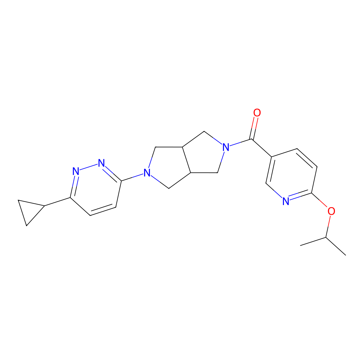 3-Cyclopropyl-6-{5-[6-(propan-2-yloxy)pyridine-3-carbonyl]-octahydropyrrolo[3,4-c]pyrrol-2-yl}pyridazine molecular structure, CAS 2415540-94-0