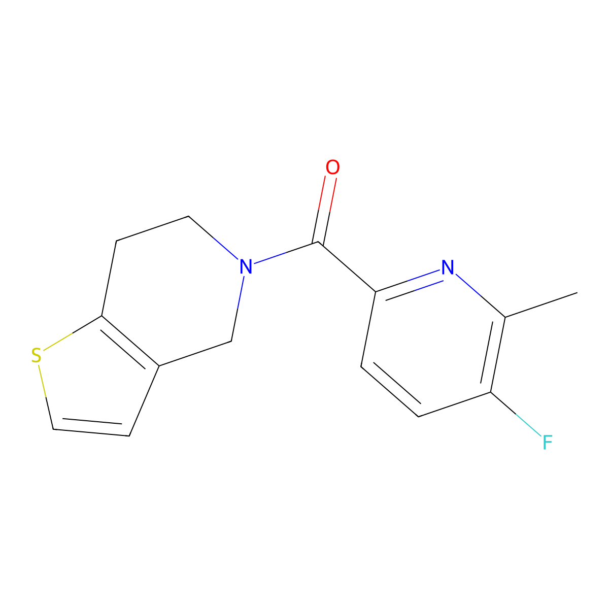 3-fluoro-2-methyl-6-{4H,5H,6H,7H-thieno[3,2-c]pyridine-5-carbonyl}pyridine molecular structure, CAS 2415540-95-1