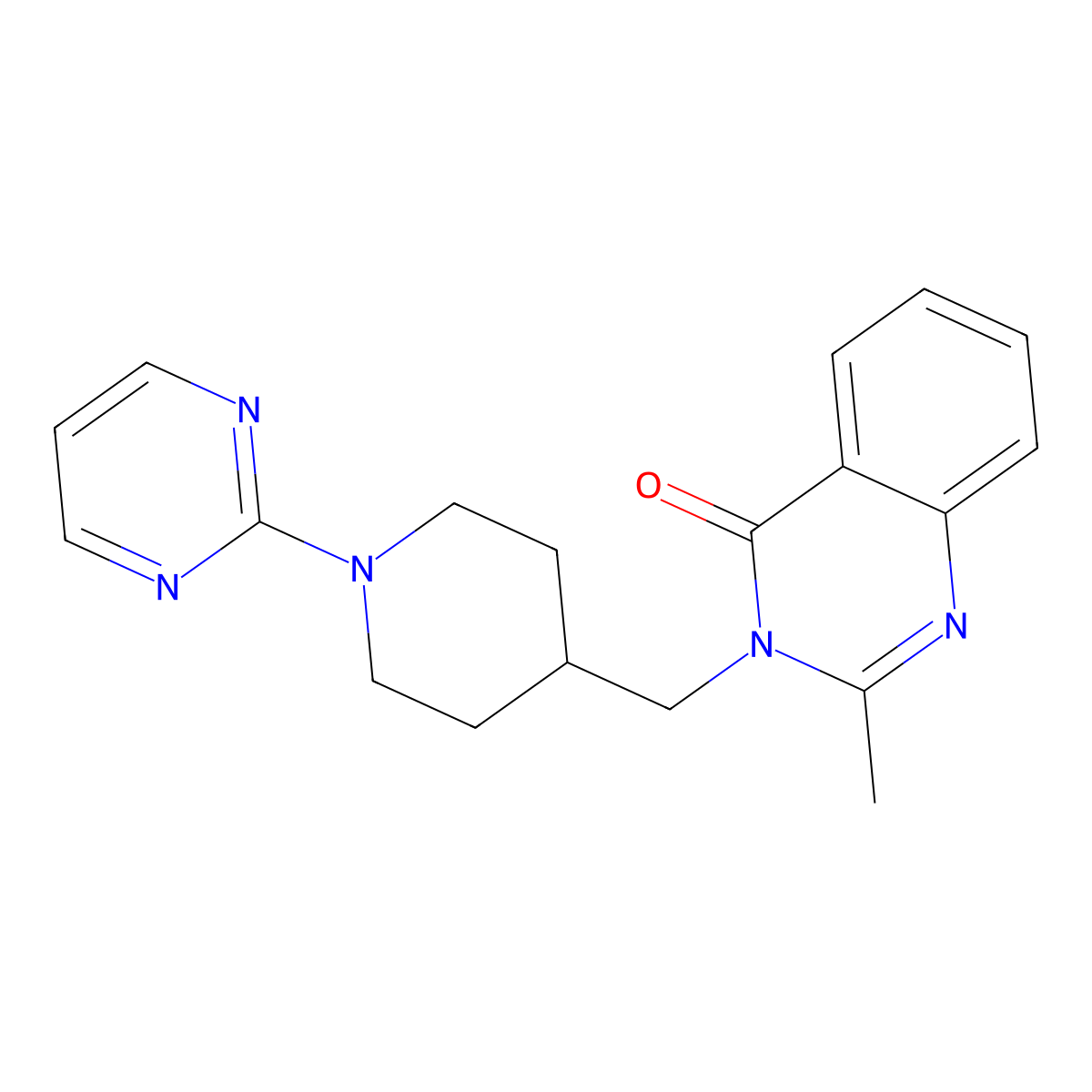 2-Methyl-3-{[1-(pyrimidin-2-yl)piperidin-4-yl]methyl}-3,4-dihydroquinazolin-4-one molecular structure, CAS 2415541-01-2