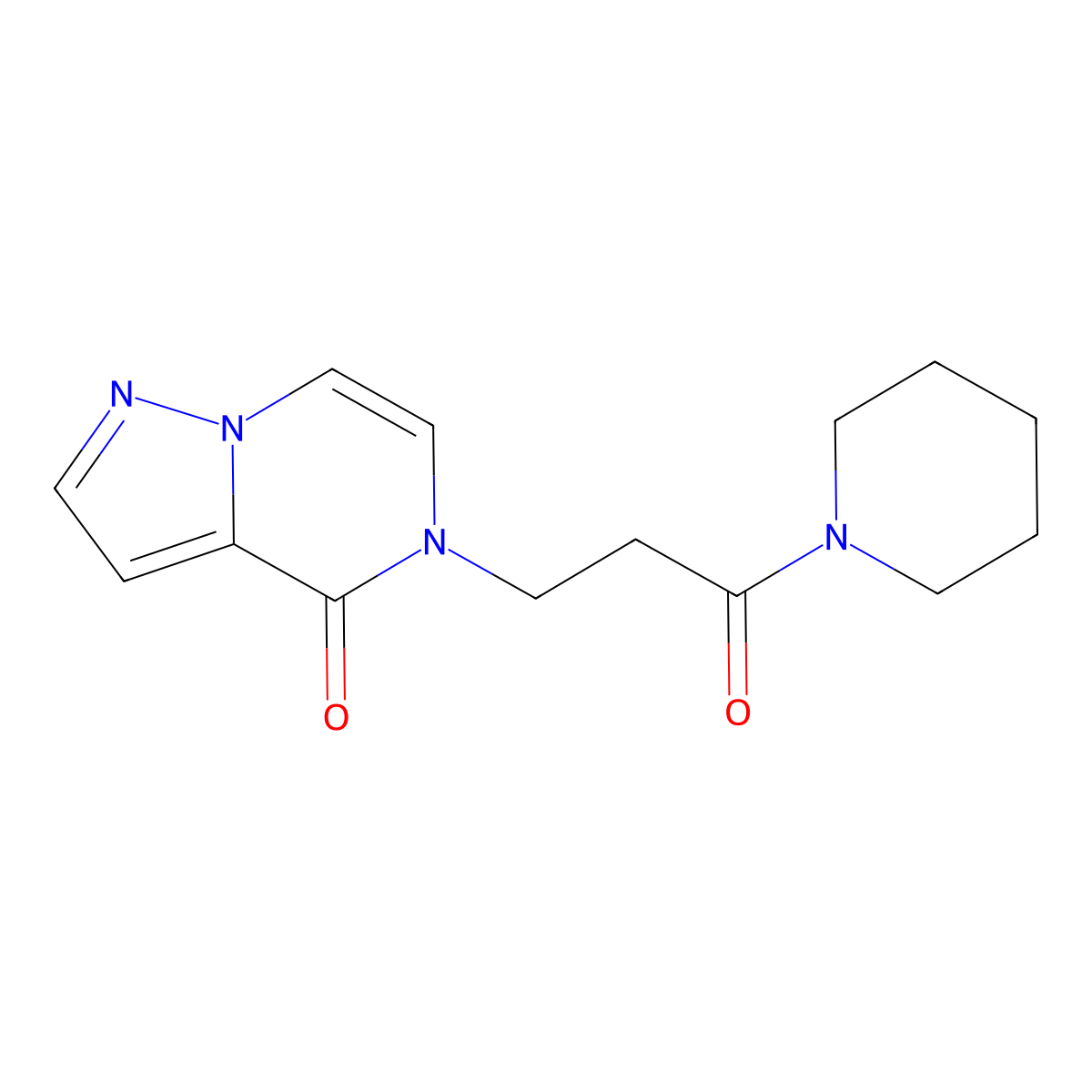 5-[3-oxo-3-(piperidin-1-yl)propyl]-4H,5H-pyrazolo[1,5-a]pyrazin-4-one molecular structure, CAS 2415541-04-5