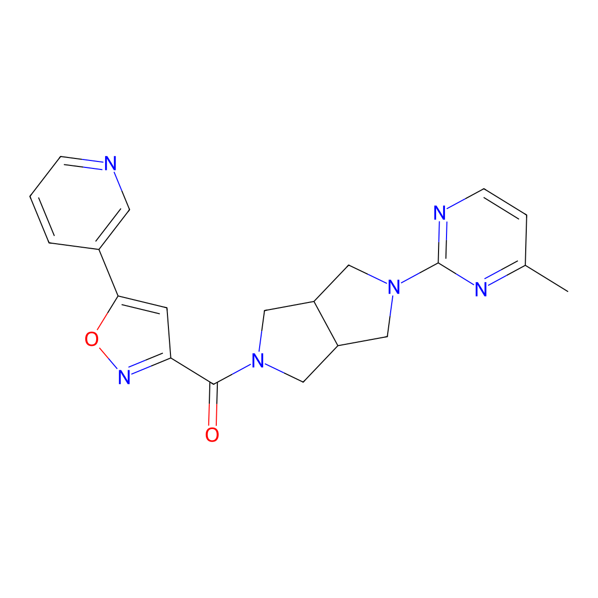4-Methyl-2-{5-[5-(pyridin-3-yl)-1,2-oxazole-3-carbonyl]-octahydropyrrolo[3,4-c]pyrrol-2-yl}pyrimidine molecular structure, CAS 2415541-08-9