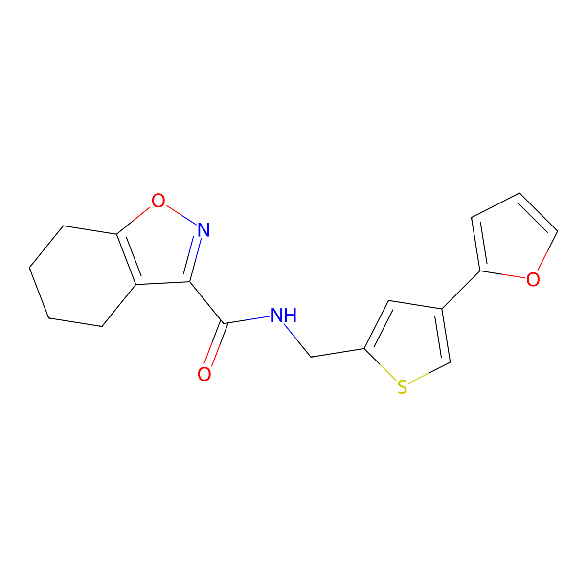 N-{[4-(furan-2-yl)thiophen-2-yl]methyl}-4,5,6,7-tetrahydro-1,2-benzoxazole-3-carboxamide molecular structure, CAS 2415541-09-0