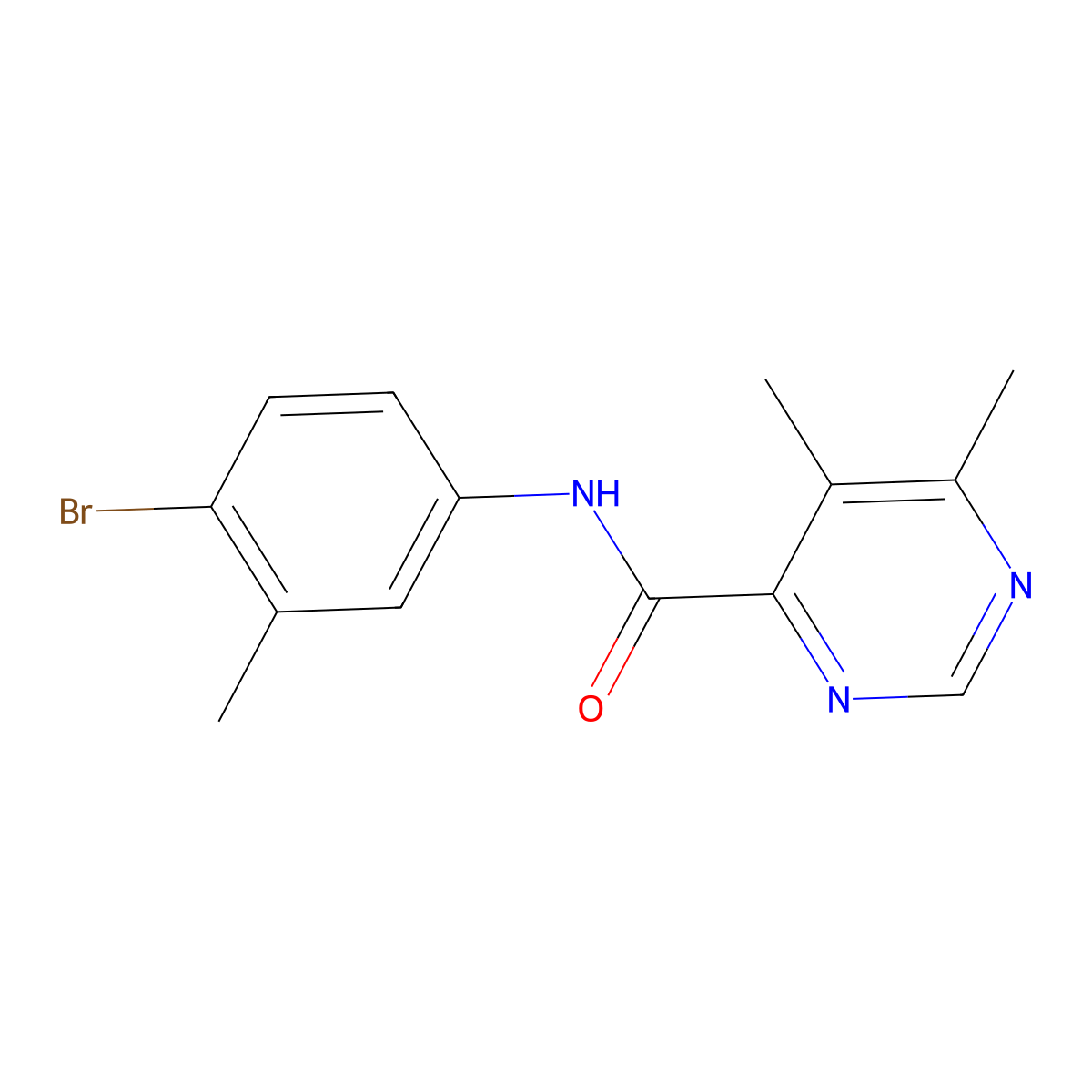 N-(4-Bromo-3-methylphenyl)-5,6-dimethylpyrimidine-4-carboxamide molecular structure, CAS 2415541-10-3