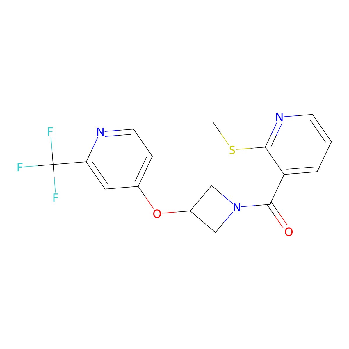 2-(Methylsulfanyl)-3-(3-{[2-(trifluoromethyl)pyridin-4-yl]oxy}azetidine-1-carbonyl)pyridine molecular structure, CAS 2415541-15-8