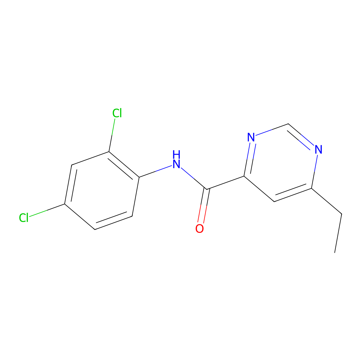 N-(2,4-dichlorophenyl)-6-ethylpyrimidine-4-carboxamide molecular structure, CAS 2415541-21-6