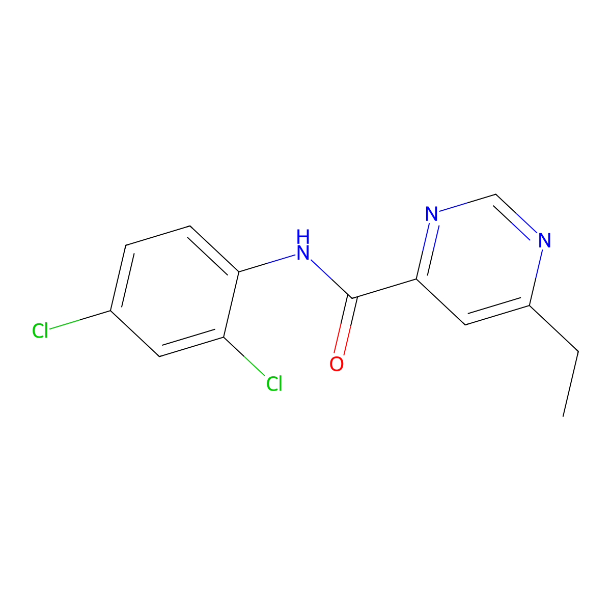 N-(2,4-dichlorophenyl)-6-ethylpyrimidine-4-carboxamide molecular structure, CAS 2415541-21-6