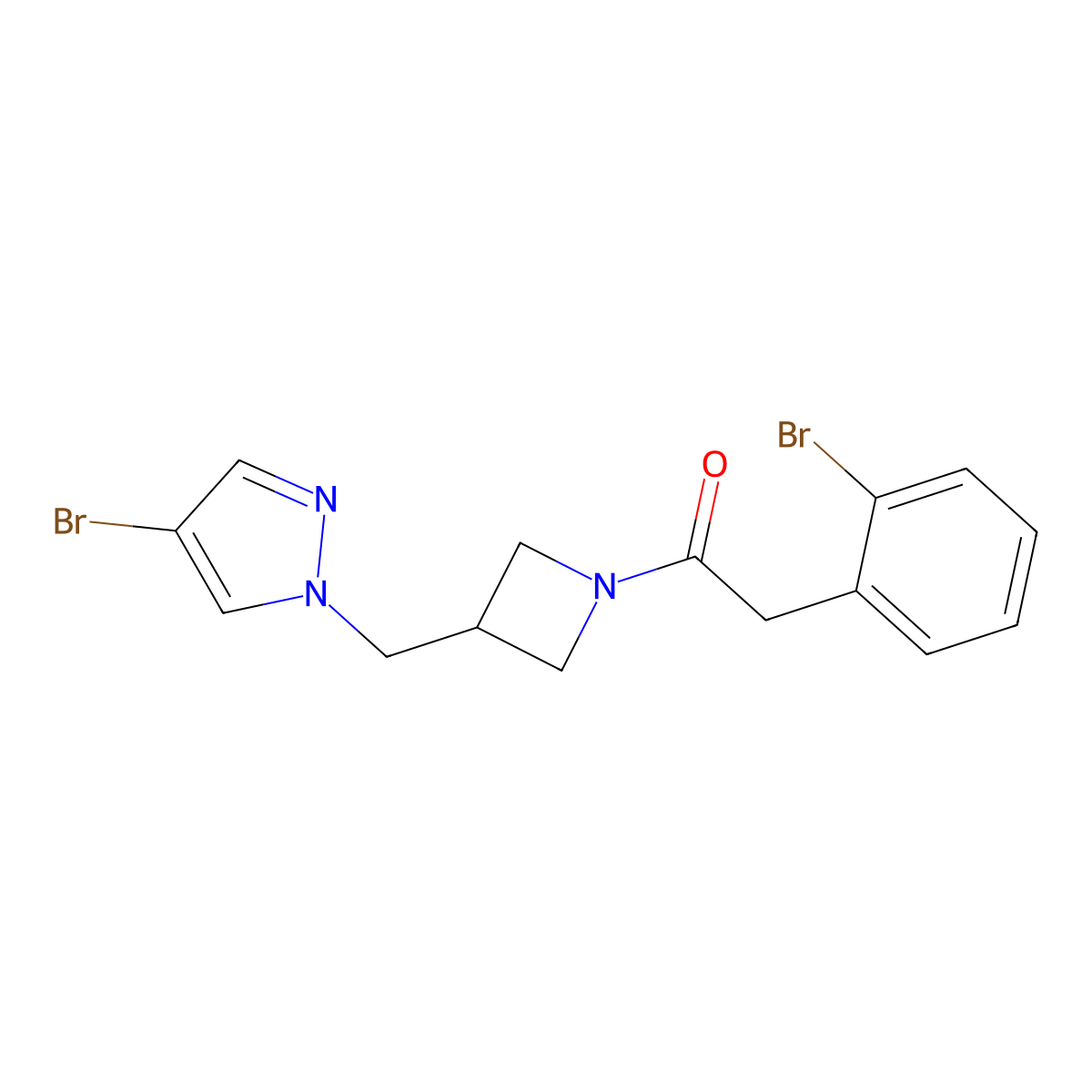 1-{3-[(4-bromo-1H-pyrazol-1-yl)methyl]azetidin-1-yl}-2-(2-bromophenyl)ethan-1-one molecular structure, CAS 2415541-24-9