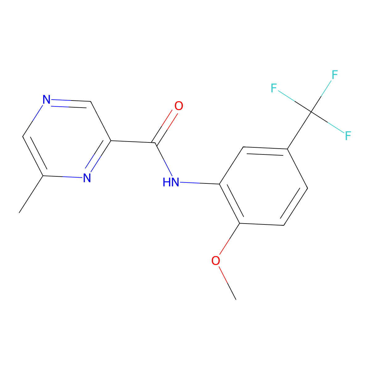 N-[2-methoxy-5-(trifluoromethyl)phenyl]-6-methylpyrazine-2-carboxamide molecular structure, CAS 2415541-27-2