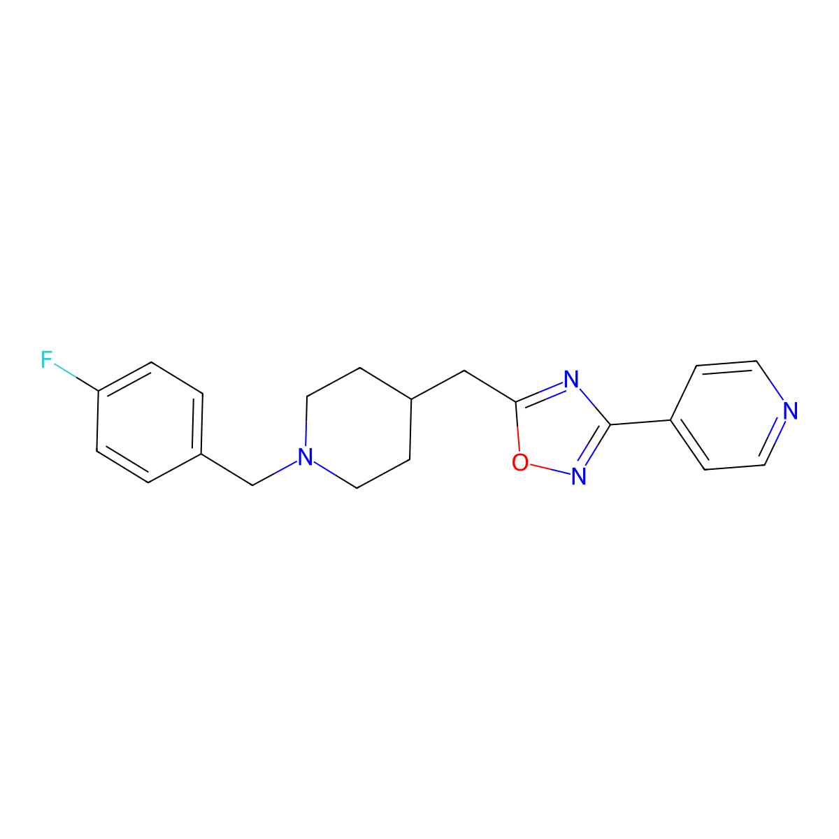 4-[5-({1-[(4-Fluorophenyl)methyl]piperidin-4-yl}methyl)-1,2,4-oxadiazol-3-yl]pyridine molecular structure, CAS 2415541-28-3