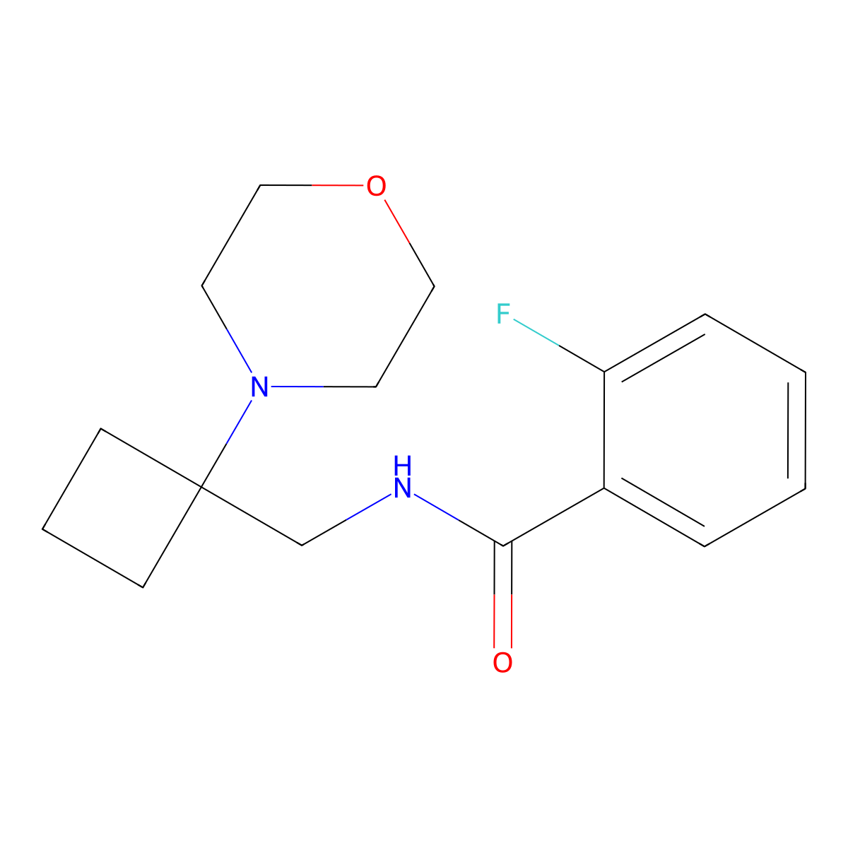 2-fluoro-N-{[1-(morpholin-4-yl)cyclobutyl]methyl}benzamide molecular structure, CAS 2415541-31-8