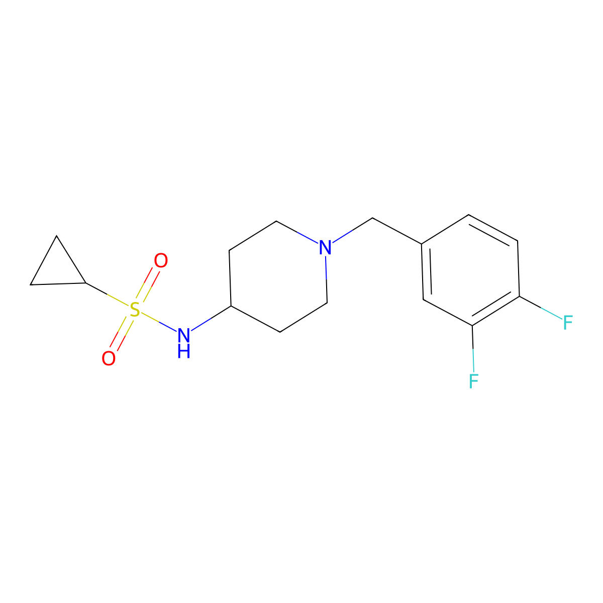 N-{1-[(3,4-difluorophenyl)methyl]piperidin-4-yl}cyclopropanesulfonamide molecular structure, CAS 2415541-32-9