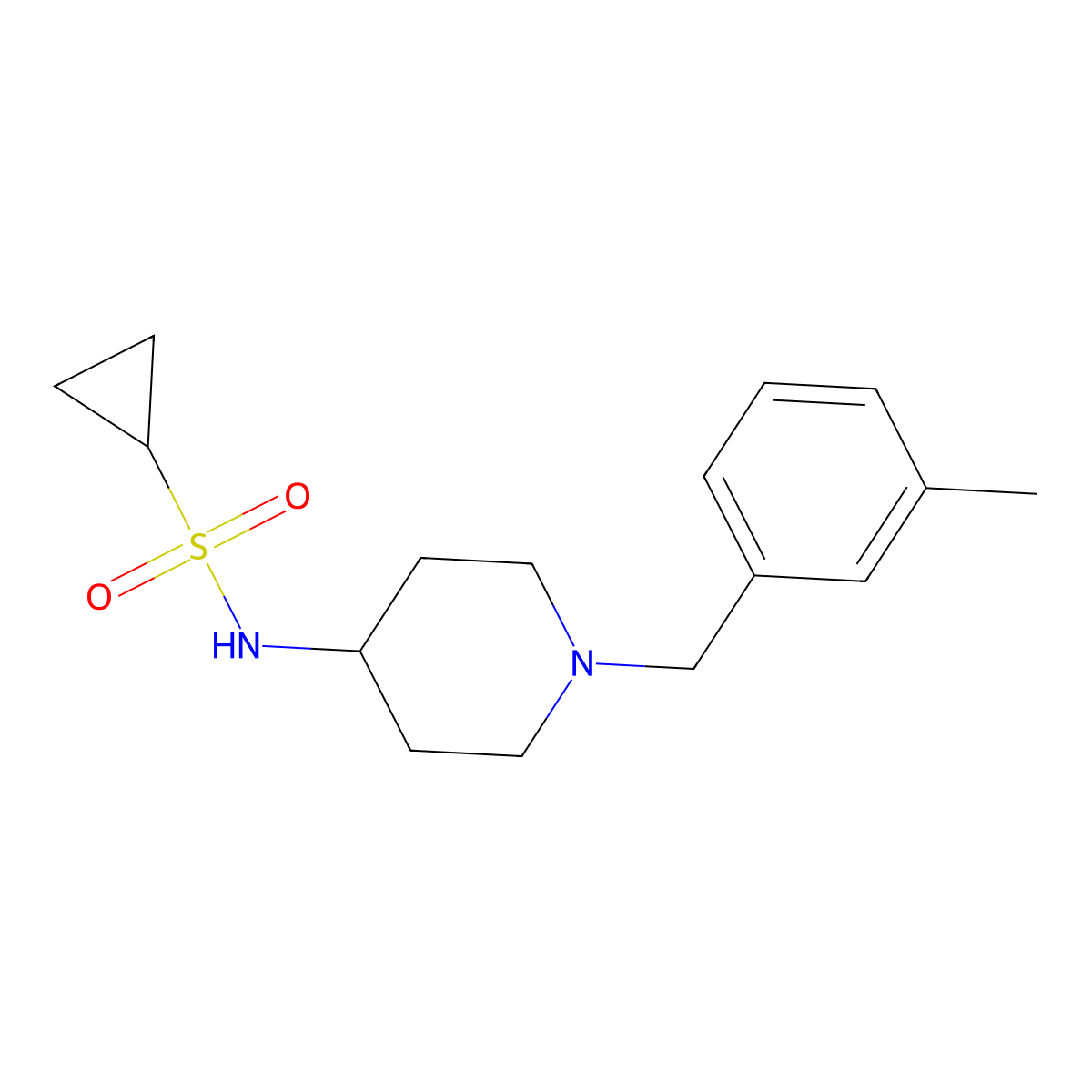 N-{1-[(3-methylphenyl)methyl]piperidin-4-yl}cyclopropanesulfonamide molecular structure, CAS 2415541-36-3