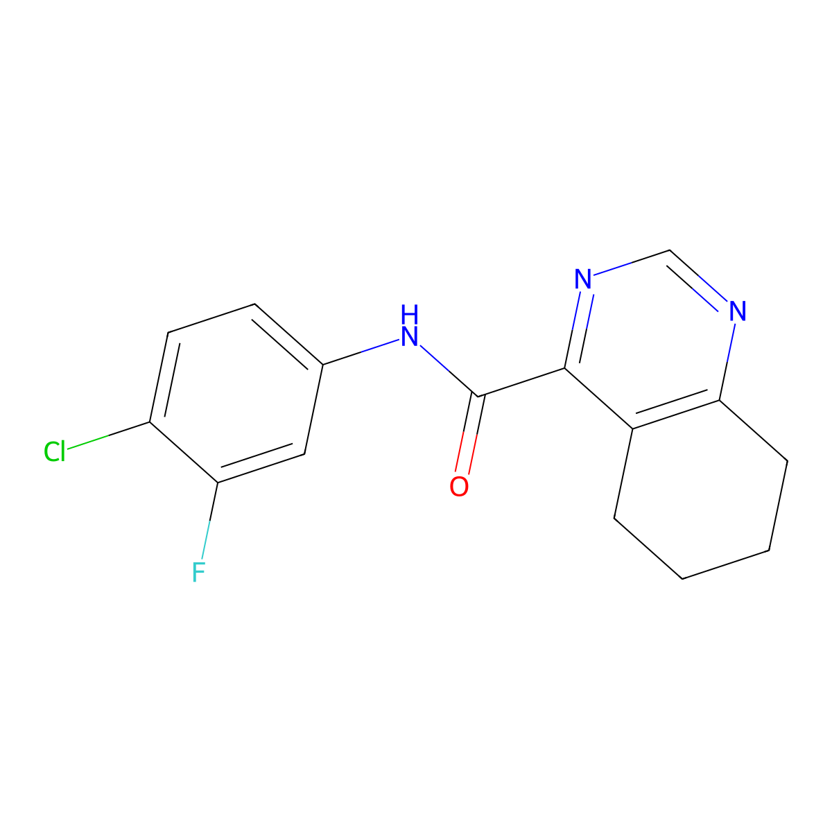 N-(4-Chloro-3-fluorophenyl)-5,6,7,8-tetrahydroquinazoline-4-carboxamide molecular structure, CAS 2415541-37-4