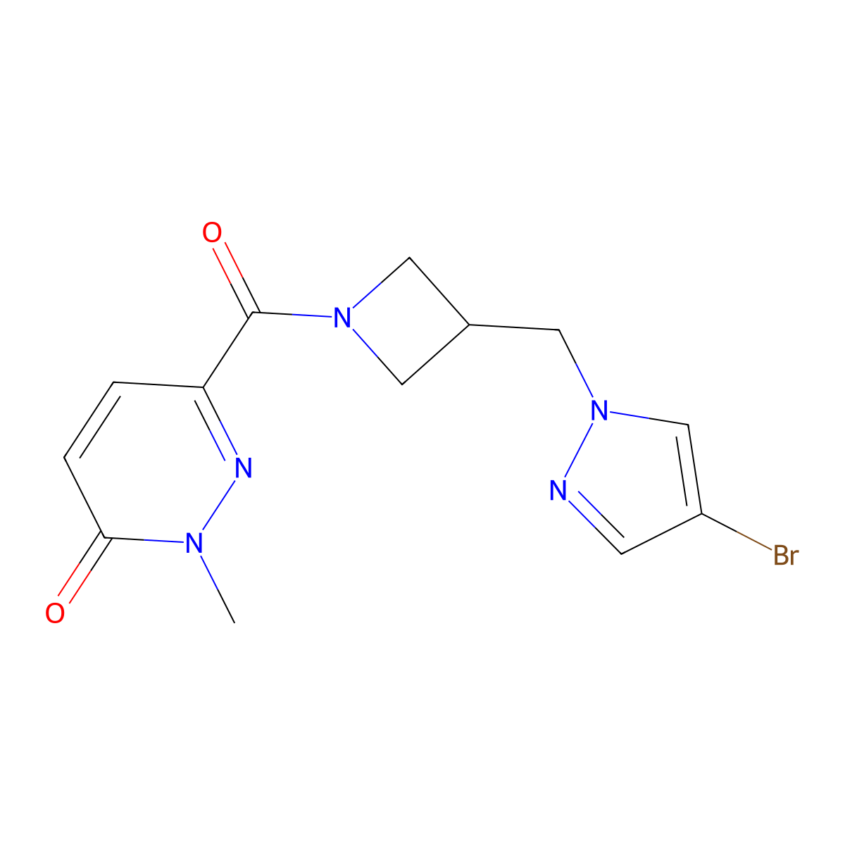 6-{3-[(4-bromo-1H-pyrazol-1-yl)methyl]azetidine-1-carbonyl}-2-methyl-2,3-dihydropyridazin-3-one molecular structure, CAS 2415541-40-9