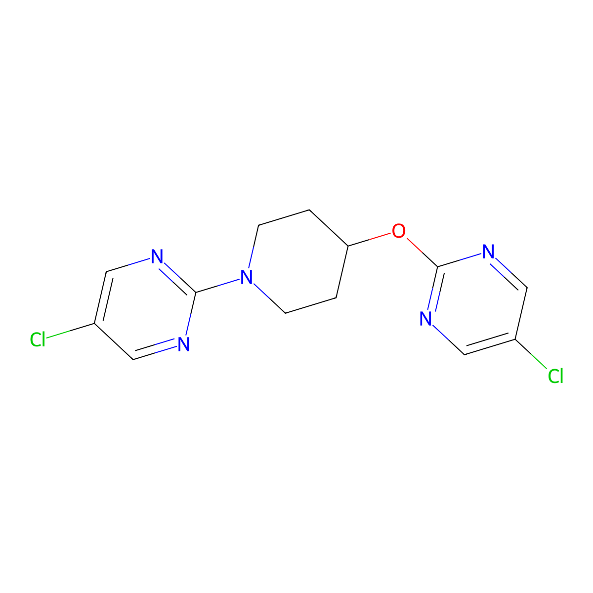 5-Chloro-2-{4-[(5-chloropyrimidin-2-yl)oxy]piperidin-1-yl}pyrimidine molecular structure, CAS 2415541-43-2