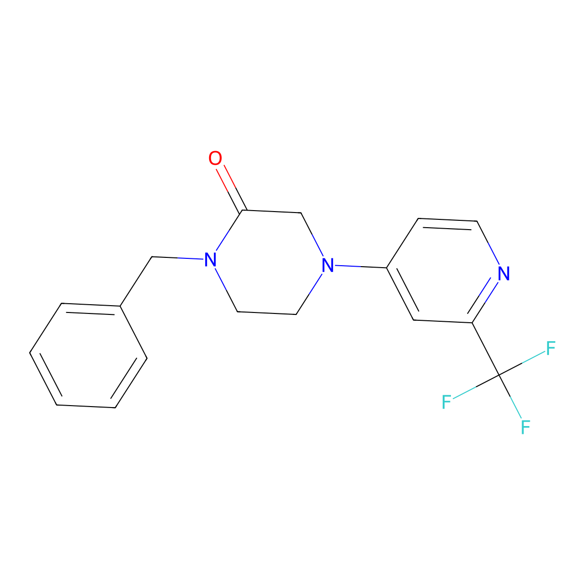 1-Benzyl-4-[2-(trifluoromethyl)pyridin-4-yl]piperazin-2-one molecular structure, CAS 2415541-44-3