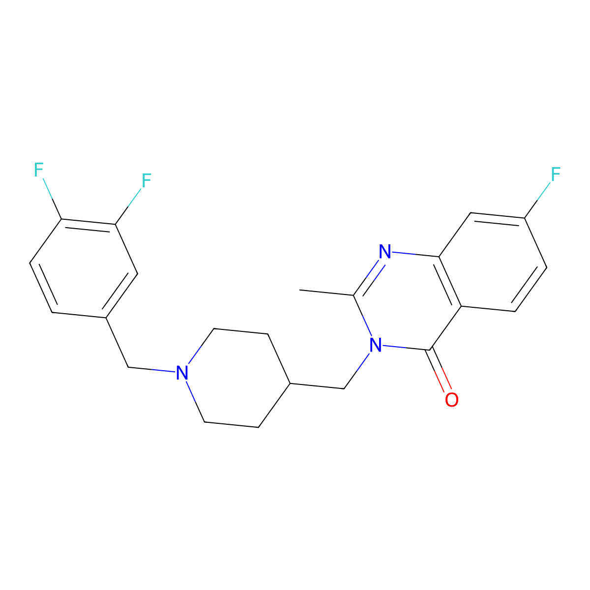 3-({1-[(3,4-Difluorophenyl)methyl]piperidin-4-yl}methyl)-7-fluoro-2-methyl-3,4-dihydroquinazolin-4-one molecular structure, CAS 2415541-46-5