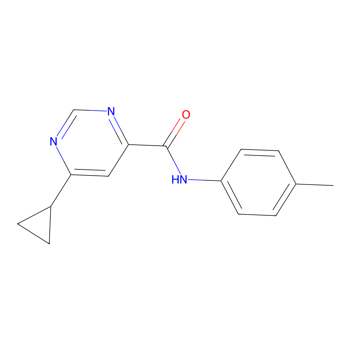 6-Cyclopropyl-N-(4-methylphenyl)pyrimidine-4-carboxamide molecular structure, CAS 2415541-48-7
