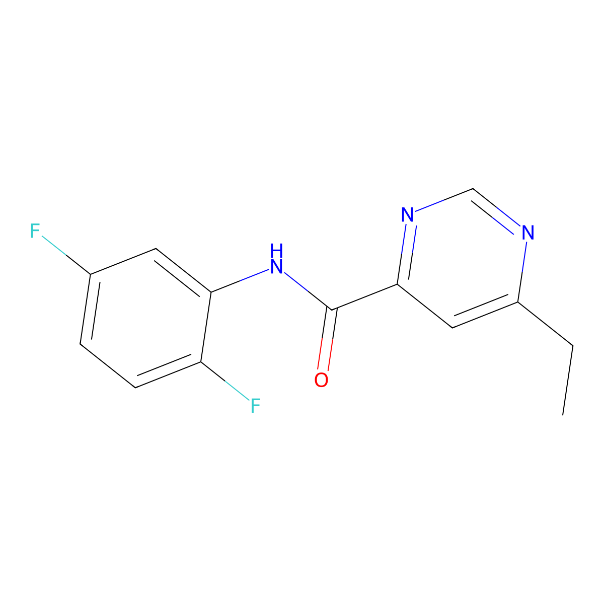 N-(2,5-difluorophenyl)-6-ethylpyrimidine-4-carboxamide molecular structure, CAS 2415541-55-6
