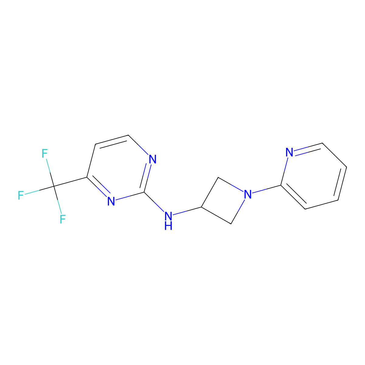 N-[1-(pyridin-2-yl)azetidin-3-yl]-4-(trifluoromethyl)pyrimidin-2-amine molecular structure, CAS 2415541-62-5