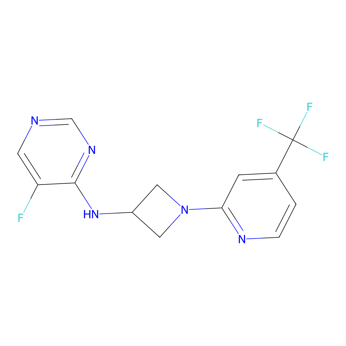 5-fluoro-N-{1-[4-(trifluoromethyl)pyridin-2-yl]azetidin-3-yl}pyrimidin-4-amine molecular structure, CAS 2415541-67-0