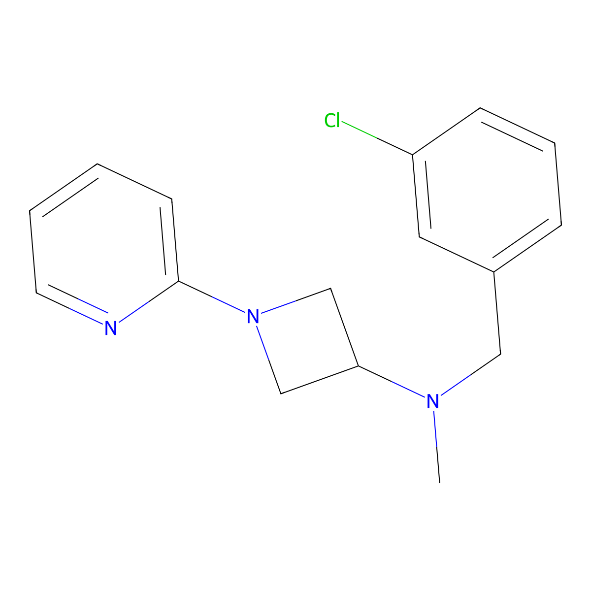 N-[(3-chlorophenyl)methyl]-N-methyl-1-(pyridin-2-yl)azetidin-3-amine molecular structure, CAS 2415541-76-1