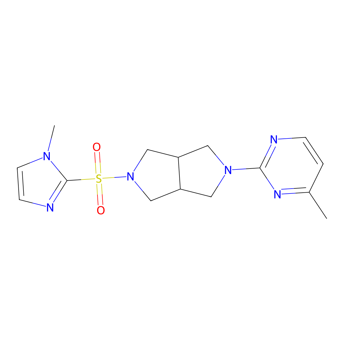 4-methyl-2-{5-[(1-methyl-1H-imidazol-2-yl)sulfonyl]-octahydropyrrolo[3,4-c]pyrrol-2-yl}pyrimidine molecular structure, CAS 2415541-77-2