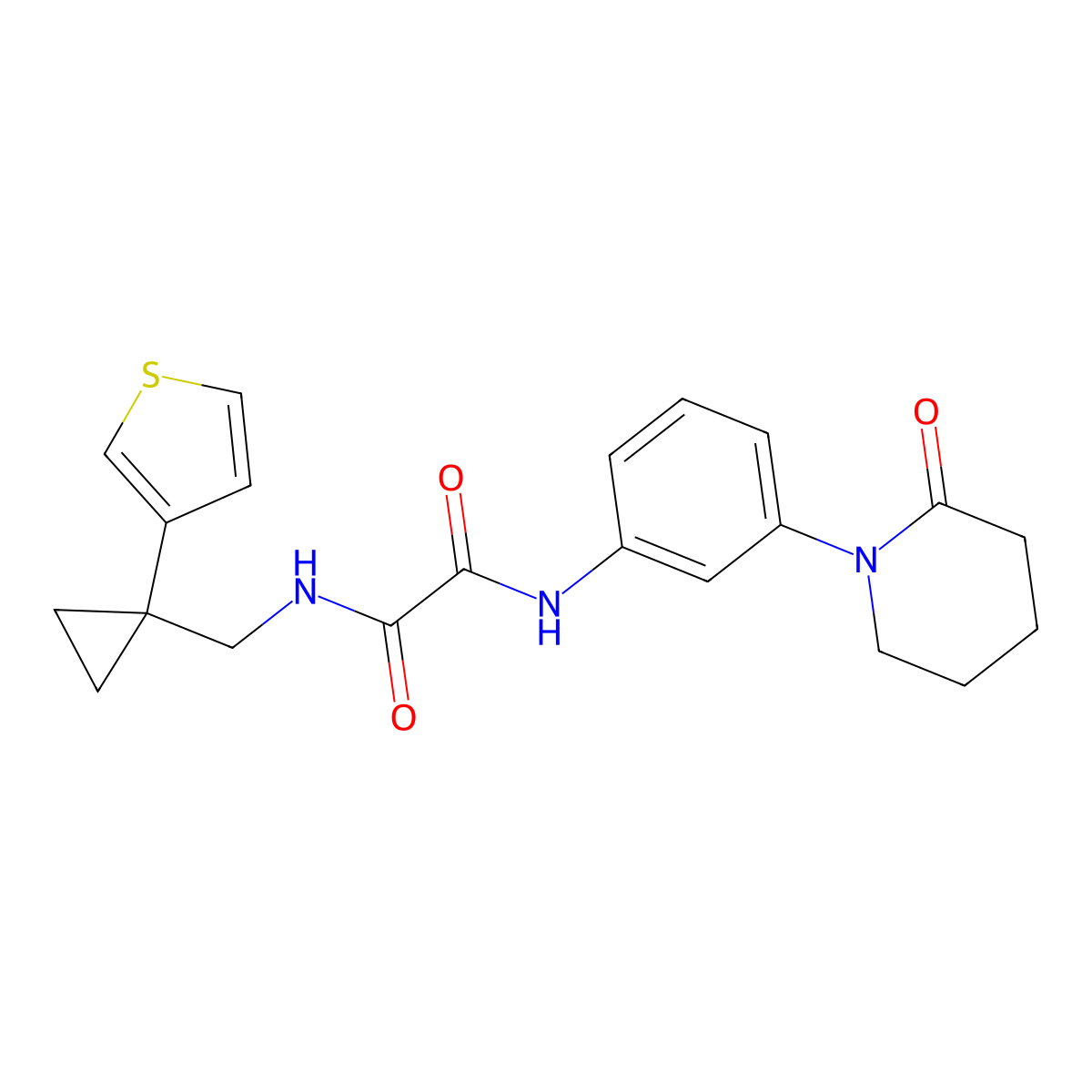 N'-[3-(2-oxopiperidin-1-yl)phenyl]-N-{[1-(thiophen-3-yl)cyclopropyl]methyl}ethanediamide molecular structure, CAS 2415541-80-7