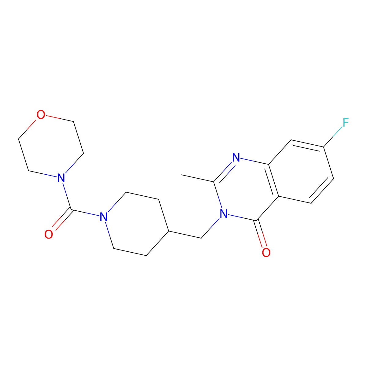 7-Fluoro-2-methyl-3-{[1-(morpholine-4-carbonyl)piperidin-4-yl]methyl}-3,4-dihydroquinazolin-4-one molecular structure, CAS 2415541-86-3