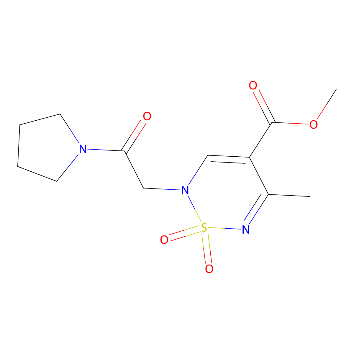 methyl 5-methyl-1,1-dioxo-2-[2-oxo-2-(pyrrolidin-1-yl)ethyl]-2H-1lambda6,2,6-thiadiazine-4-carboxylate molecular structure, CAS 2415541-98-7