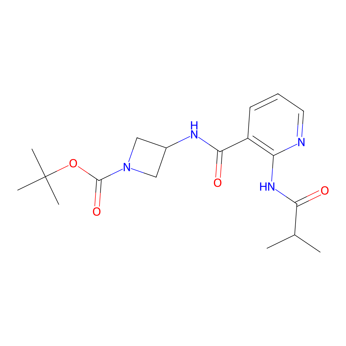 Tert-butyl 3-[2-(2-methylpropanamido)pyridine-3-amido]azetidine-1-carboxylate molecular structure, CAS 2415541-99-8